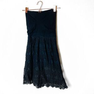 EUC Ella Moss Black Strapless Lace Dress Small